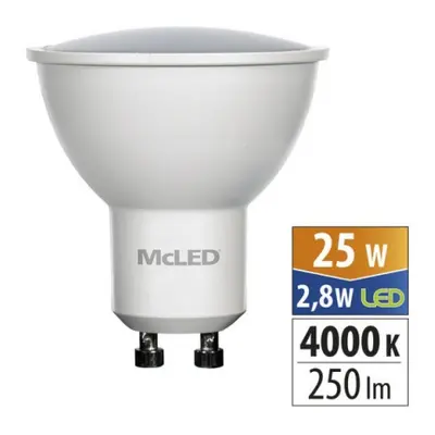 LED žárovka GU10 McLED 2,8W (25W) neutrální bílá (4000K), reflektor 110° ML-312.157.87.0