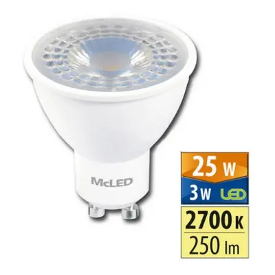 LED žárovka GU10 McLED 3W (25W) teplá bílá (2700K), reflektor 38° ML-312.169.87.0