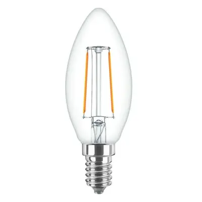 LED žárovka E14 Philips Classic Filament B35 2W (25W) teplá bílá (2700K), svíčka