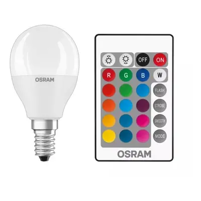 LED žárovka E14 OSRAM STAR+ CL P 4,9W (40W) s dálkovým ovladačem RGBW (teplá bílá 2700K) stmívat