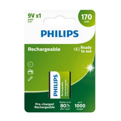 Nabíjecí baterie 9V Philips MultiLife HR22 9VB1A17/10 170mAh NiMH