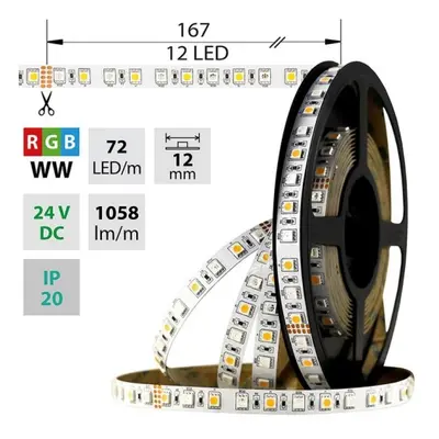 LED pásek McLED 24V RGBW WW teplá bílá 12mm IP20 17,3W/m ML-128.633.60.0 (5m)