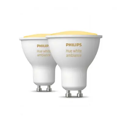 LED žárovka GU10 Philips Hue 2ks 4,2W (50W) White Ambiance (2200-6500K) stmívatelná