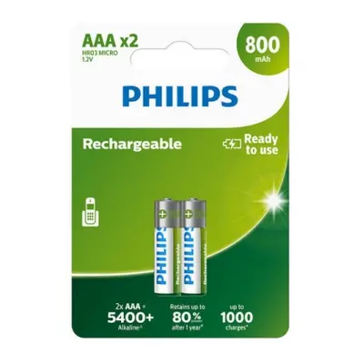 Nabíjecí baterie Philips AAA 1,2V NiMH 800mAh R03B2A80/10 (blistr 2ks)