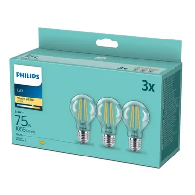 LED žárovky Philips CLASSIC 75W A60 E27 WW 3ks