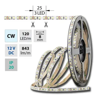 LED pásek McLED 12V studená bílá š=8mm IP20 9,6W/m 120LED/m SMD3528 ML-121.230.60.2