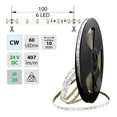 LED pásek McLED 24V studená bílá š=10mm IP20 4,8W/m 60LED/m SMD3528 ML-126.795.60.8