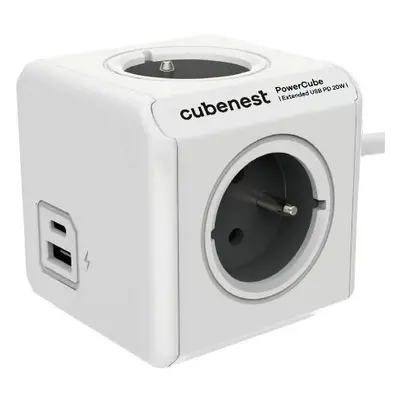 CUBENEST POWERCUBE EXTENDED USB 4 zásuvky, přívod 3m šedá