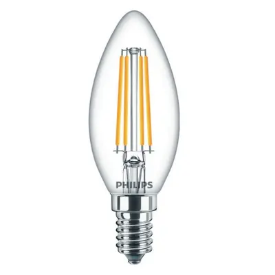 LED žárovka E14 Philips Classic Filament B35 6,5W (60W) teplá bílá (2700K), svíčka