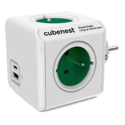 CUBENEST POWERCUBE ORIGINAL USB PD 20W 4x230V + USB A+C zelená