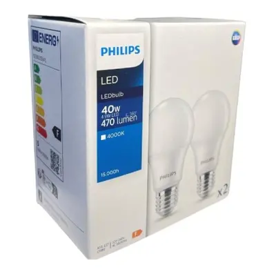 LED žárovky E27 Philips A60 4,9W (40W) neutrální bílá (4000K) 2ks