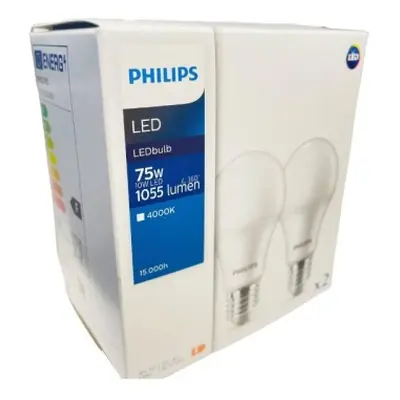 LED žárovky E27 Philips A60 10W (75W) neutrální bílá (4000K) 2ks