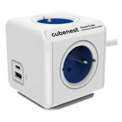 CUBENEST POWERCUBE EXTENDED USB A+C 4 zásuvky, přívod 1,5m modrá