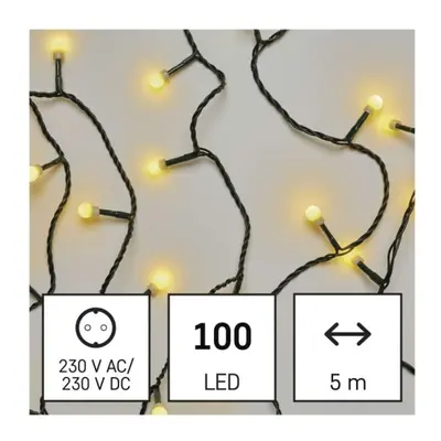 Vánoční řetěz kuličky EMOS D5GW02 ZYK0205 100LED 5m teplá bílá