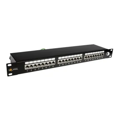 Patch panel Solarix SX24-6-STP-BK 24x RJ45 CAT6 STP 1U osazený černý