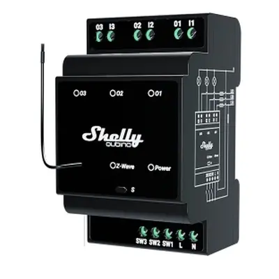 Spínací modul na DIN lištu Shelly Wave PRO 3 3x16A Z-Wave