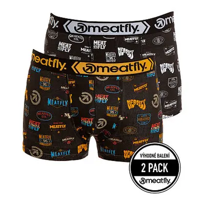 Meatfly pánské boxerky Balboa Boxershorts Double Pack Badges | Černá