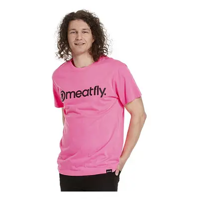 Meatfly pánské tričko MF Logo Neon Pink | Růžová