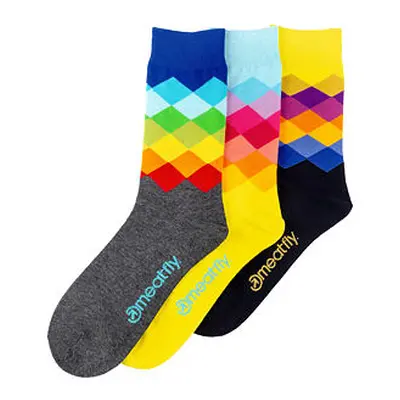 Meatfly ponožky Pixel socks - S19 Triple pack | Mnohobarevná