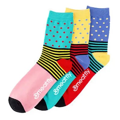 Meatfly ponožky Stripes Dot socks - S19 Triple pack | Mnohobarevná