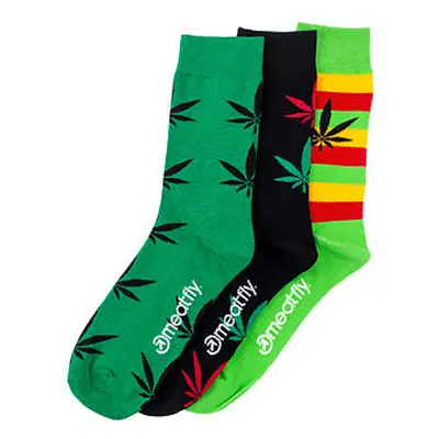 Meatfly ponožky Ganja Green socks Triple Pack | Mnohobarevná