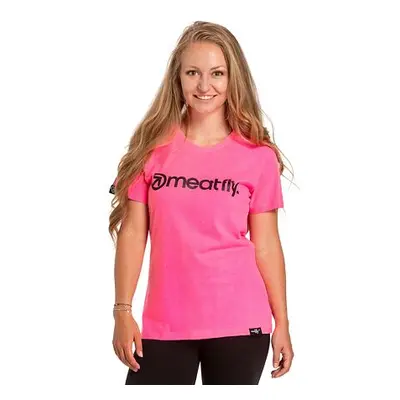 Meatfly dámské tričko Ladies MF Logo Neon Pink | Růžová