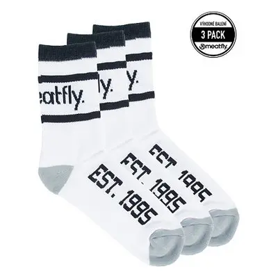 Meatfly ponožky Long Triple Pack White | Bílá