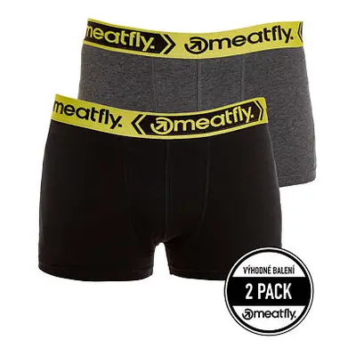 Meatfly pánské boxerky Balboa Boxershorts Double Pack Grey Heather/Black | Černá