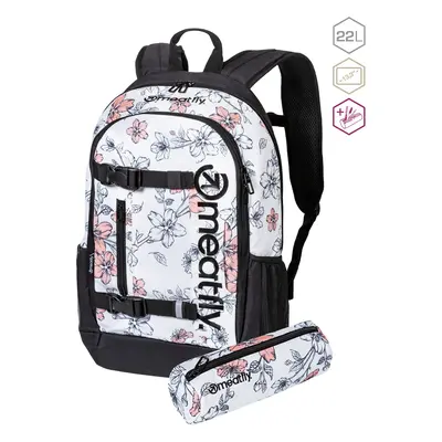 Meatfly batoh Basejumper Blossom White L | Bílá | Objem L