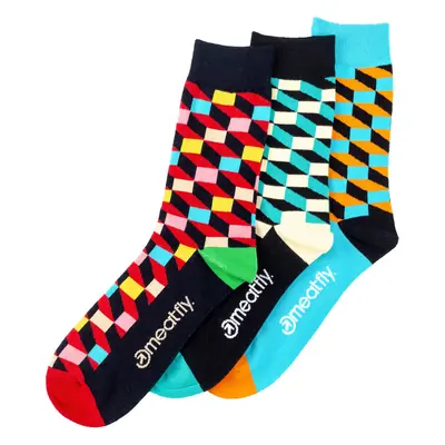 Meatfly ponožky 3D Checkers socks - S19 Triple pack | Mnohobarevná