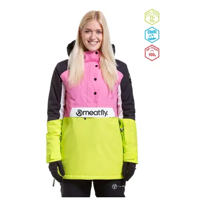 Meatfly dámská SNB & SKI bunda Aiko Acid Lime/Hot Pink | Růžová