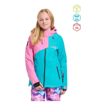 Meatfly dětská SNB & SKI bunda Deliah Hot Pink/Turquoise | Růžová