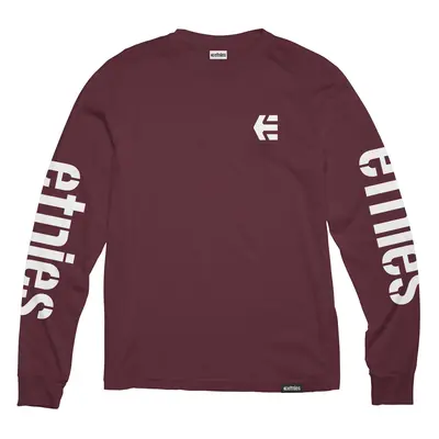 Etnies pánské tričko Icon Burgundy/White s dlouhým rukávem | Červená