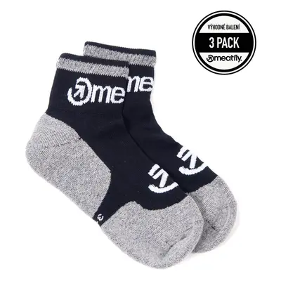 Meatfly ponožky Logo Middle Socks - Triple pack A – Grey | Šedá