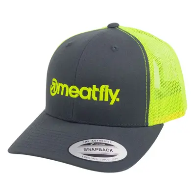 Meatfly kšiltovka MF Logo Trucker Charcoal/Neon Green | Šedá