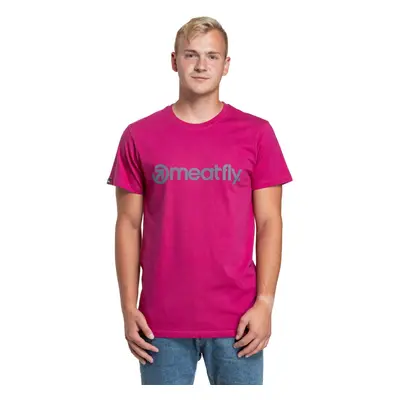 Meatfly pánské tričko Striped Logo Magenta | Růžová