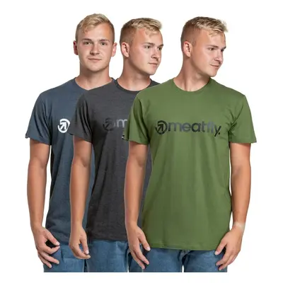 Meatfly balení pánských triček MF Logo Multipack Charcoal Heather/Olive/Navy Heather | Šedá