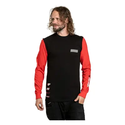 Meatfly pánské tričko s dlouhým rukávem Appex Bright Red/Black | Červená