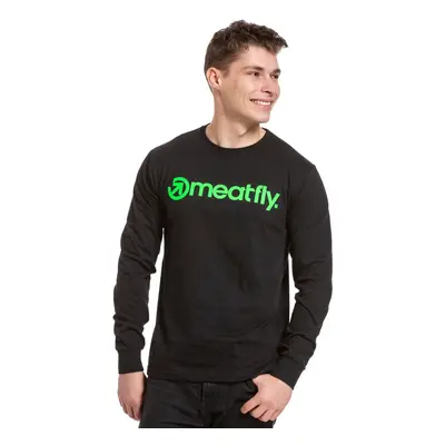 Meatfly pánské tričko s dlouhým rukávem Troy Green Neon/Black | Černá