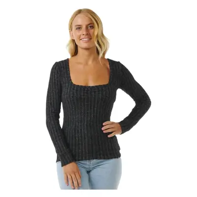 Rip curl dámské tričko Open Neck Cosy Ls Black Marle | Černá