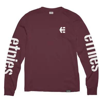 Etnies pánské tričko Icon Burgundy/White dlouhým rukávem | Červená