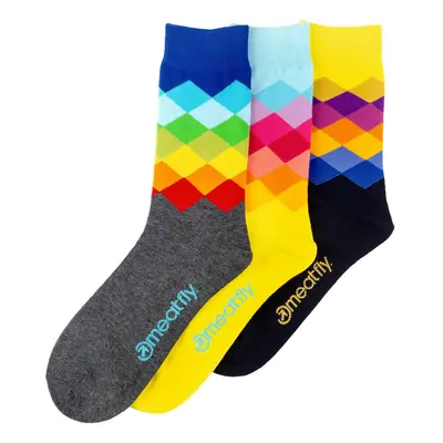 Meatfly ponožky Pixel socks - S19 Triple pack | Mnohobarevná