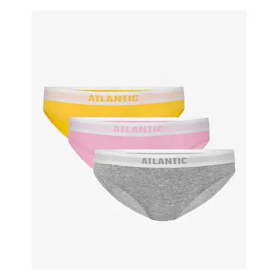 Dámské bikiny kalhotky ATLANTIC 3Pack - žlutá/růžová/světle šedá