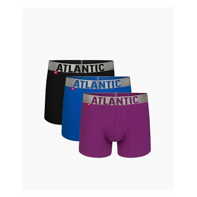 Pánské sportovní boxerky ATLANTIC 3Pack - černé/modré/fialové