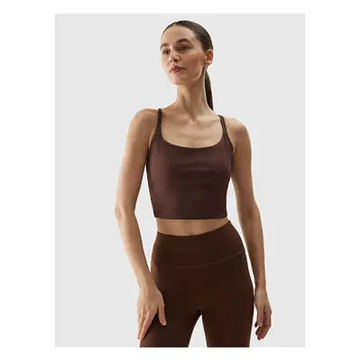 Dámský crop top na jógu z recyklovaných materiálů 4F - hnědý