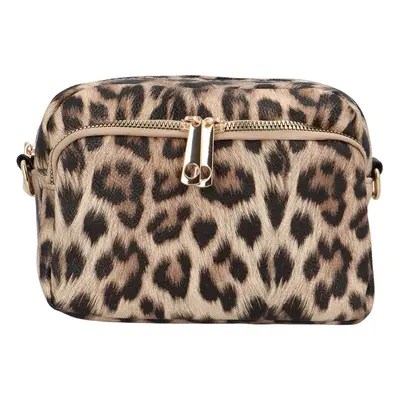 Trendová koženková dámská crossbody Julo, leopard khaki/černá