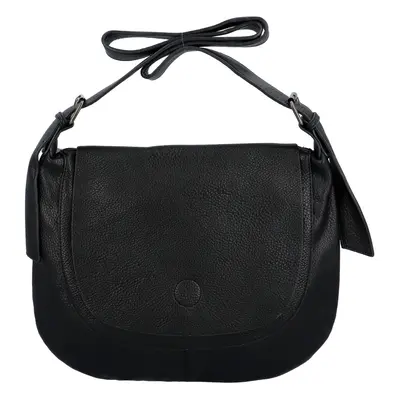 Módní půlkulatá dámská koženková crossbody taška Norité, černá