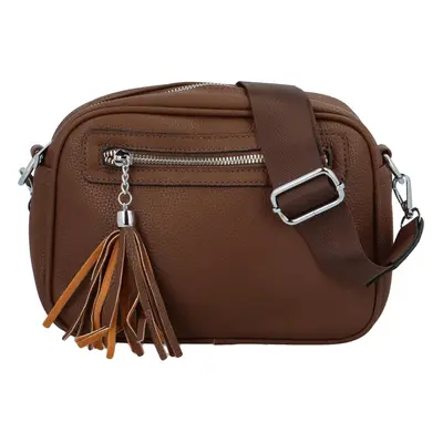 Trendy dámská koženková crossbody kabelka Herbiana, coffee