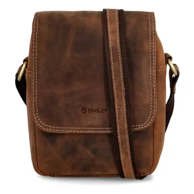 Luxusní pánská kožená crossbody Diviley Bronn, hnědá