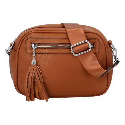 Trendy dámská koženková crossbody kabelka Herbiana, hnědá